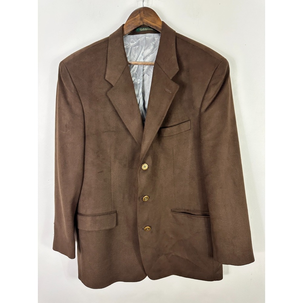 Saks Fifth‎ Avenue Faux Suede Blazer Mens 42R Brown Sports Coat Office Career